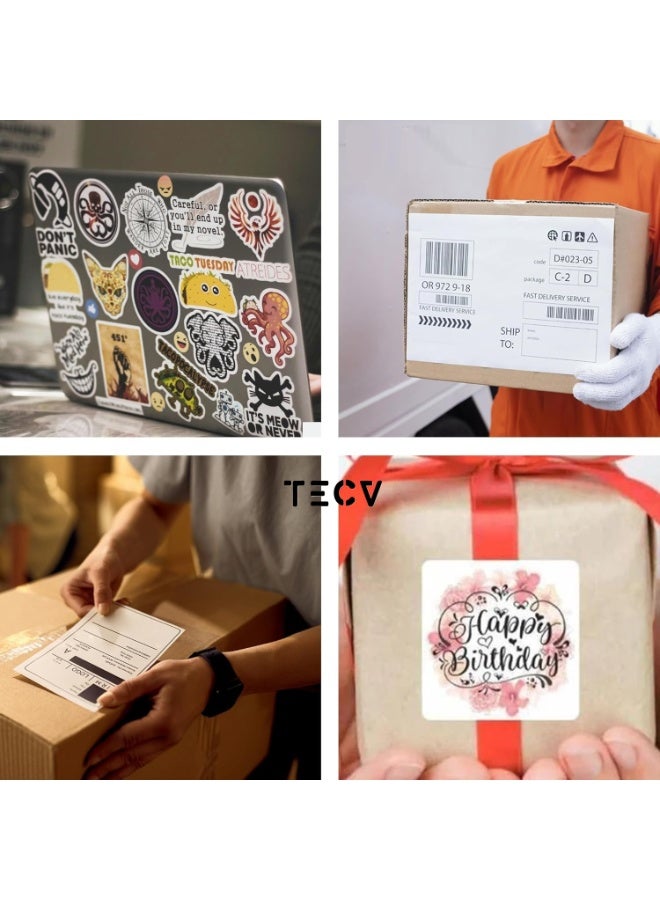 TecV A4 Sticker Paper 100 Sheets, Self-Adhesive Glossy White Sticker Printer Paper, Waterproof Double Layer for Inkjet/Laser Printer | Photo Paper, Shipping Labels, DIY, Office Use - Image 4