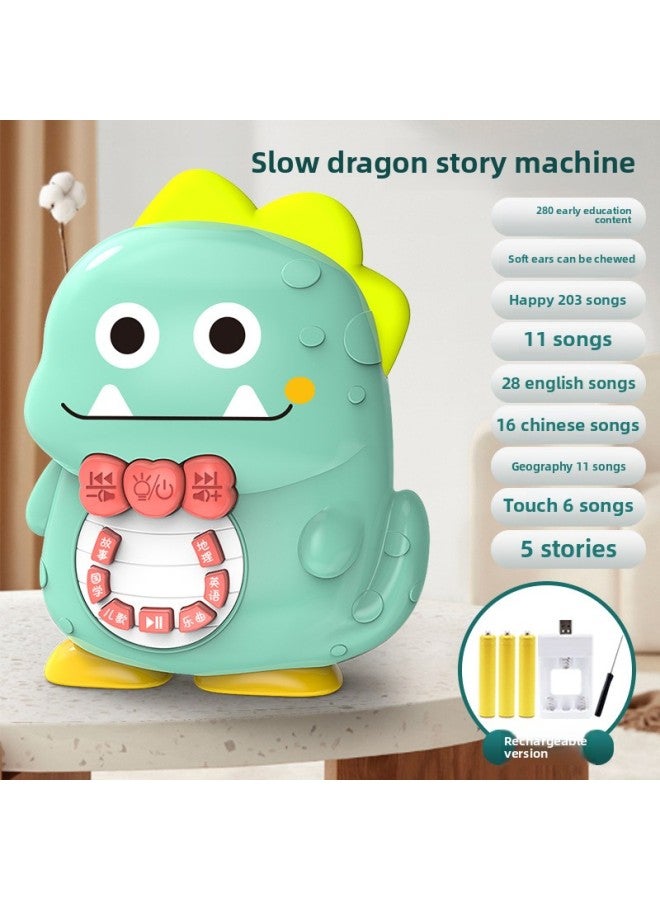 Infant Early Education Machine Children Story Machine Baby Children's Song Music Player Educational Enlightenment 0 1 Year Old 2 Toys 3-Color:Cute Dragon Story Machine-rechargeable Version (free Lanyard) - Image 1