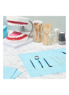 KASTWAVE Disposable Dental Bibs, 3 Ply Waterproof Tattoo Bib Sheet for Dental Clinic, Tattoo Staion and Salon, Blue (125 Pack - 13"x18")  - Image 4