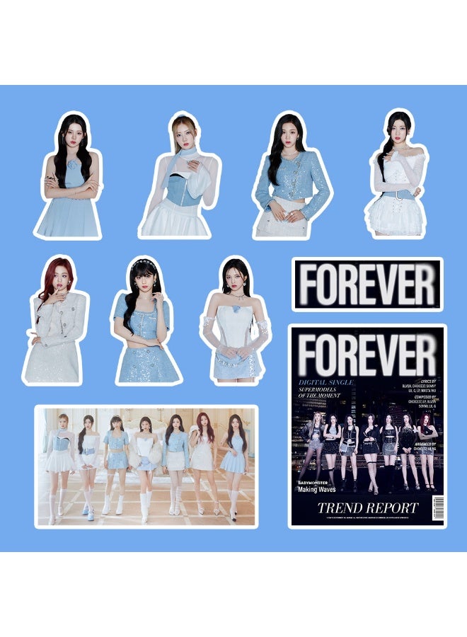 NIBEMINENT 98 Pcs Kpop BABYMONSTER Deco Kit Waterproof Stickers, High Definition Printing Bright Colors, Suitable for Laptop Skateboard Luggage Water Bottle Guitar DIY - Image 3