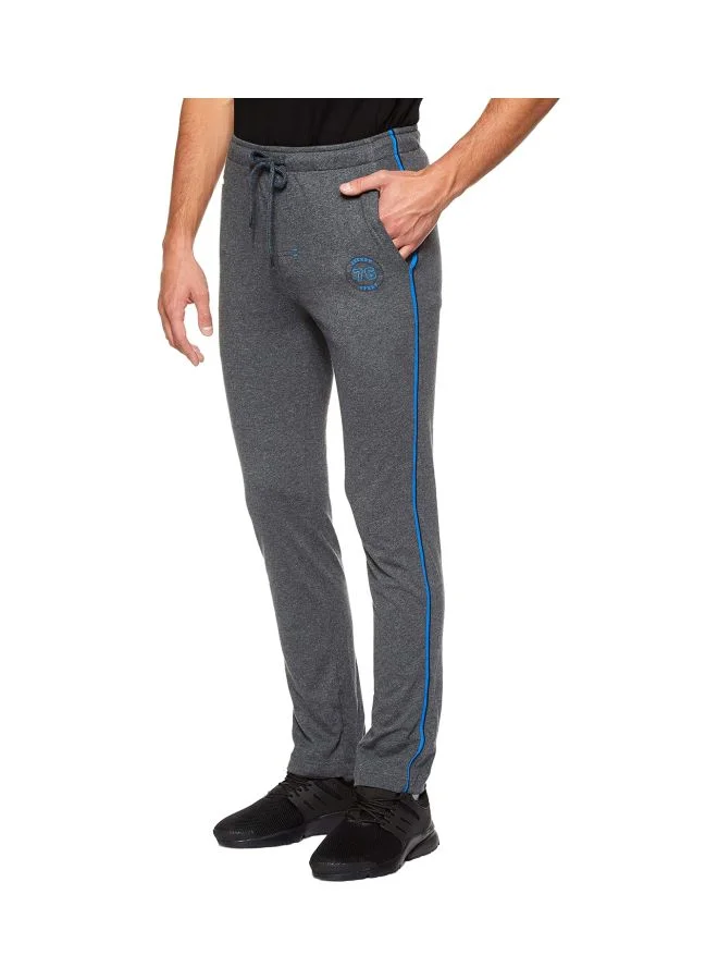 Jockey Charcoal Melange & Neon Blue 9501 Men Super Combed Cotton Rich Slim Fit Trackpants with Side and Back Pockets for Men | Best Price UAE