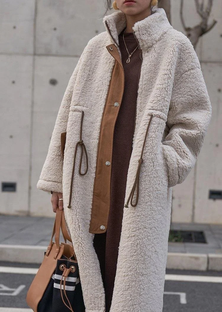 باربورا Plush Waist Laced Winter Women's Zippered Lined Furry Jacket WS02KREM11