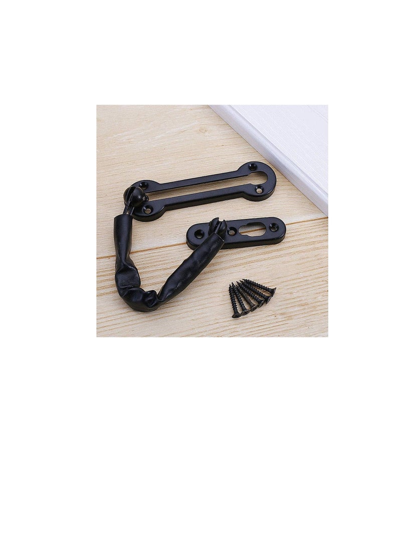 ROBUSTLINE Robustline Door Chain - Steel Slide Bolt Door Chain, Latch Gate, Latches Safety Door Lock with Anti Theft Chain & Leather Cover | Child Safe | Ideal for Home, Office Front Door (Matt Black)  - Image 1