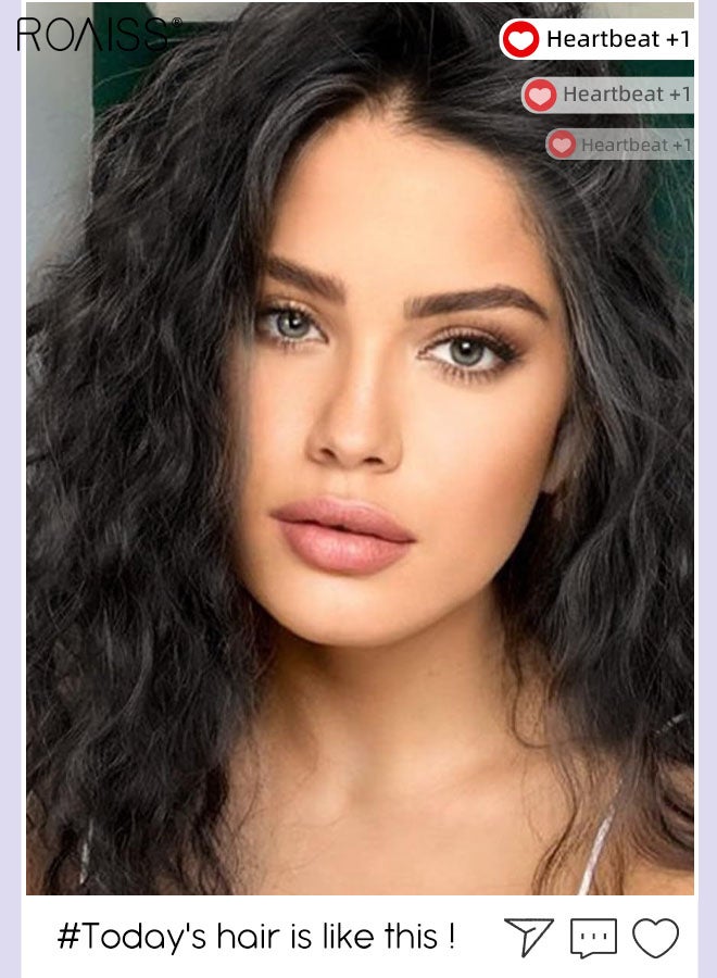 roaiss 4 Pcs Clip in Curly Hair Extensions, Invisible Adjustable Medium Length Synthetic Heat Resistant Hairpieces for Women Girls, Natural Black, 30cm (20 inches) - Image 2