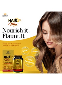 SUNSHINE NUTRITION Hair Max Advanced Formula Dietary Supplement Infused With 5000 Mcg Biotin And Collagen For Hair Skin And Nails 100 Tablets  - Image 2