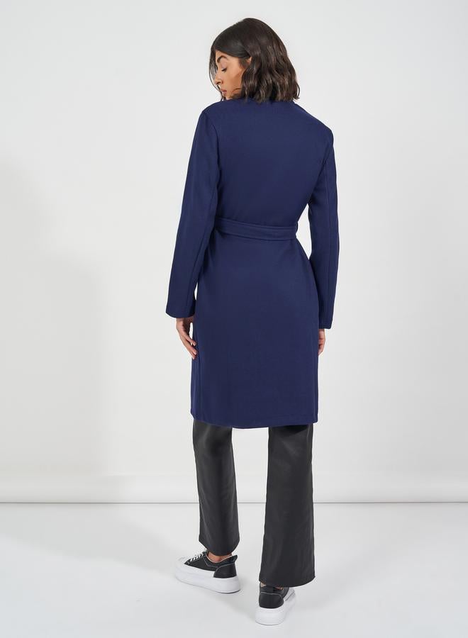 Styli Regular Fit Double Breasted Belted Wool Like Coat - Image 4