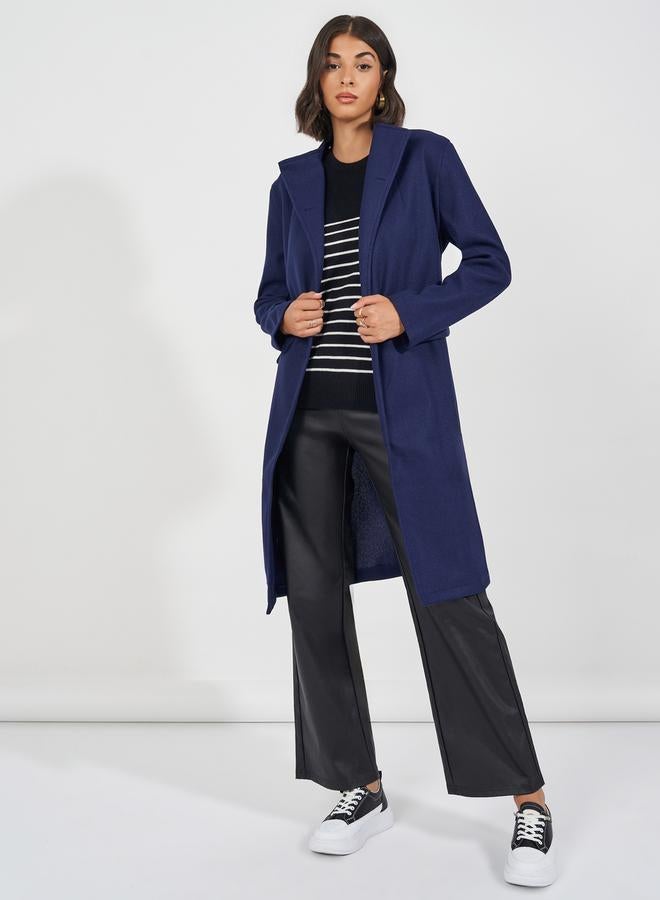 Styli Regular Fit Double Breasted Belted Wool Like Coat - Image 5