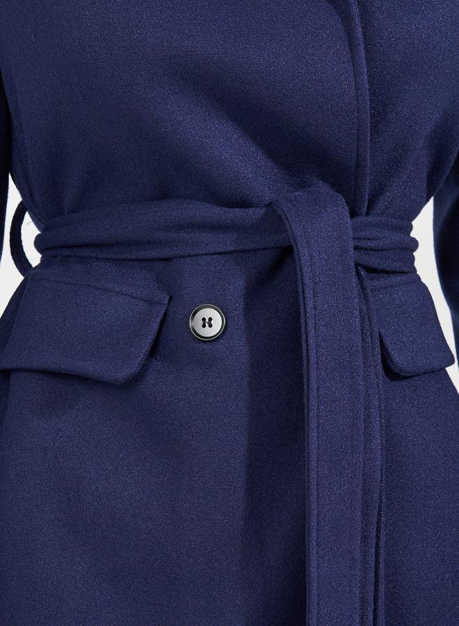 Styli Regular Fit Double Breasted Belted Wool Like Coat - Image 3