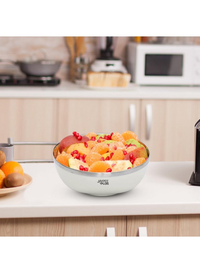 Jaypee Plus Stainless Steel Mixing & Serving Bowl Set of 3 with Lid,Rustproof,Microwave Safe,500 ml, Ivory - Image 2