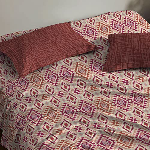 MYTRIDENT Urban Comfort Bedsheet for Double Bed, 144 TC, 100% Cotton Bedsheet with 2 Pillow Covers, Queen Size 228 cm x 254 cm, Aria Red - Image 2