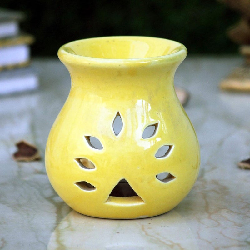 BRAHMZ Brahmz Ceramic Regular Aroma Lamp for Diffusing and Room Fragrance 4Inch Yellow  - Image 2