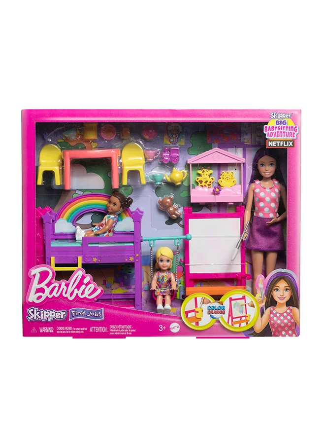 Barbie Skipper Babysitters Inc.  Ultimate Daycare Playset With 3 Dolls, Furniture & 15+ Accessories, Includes Bunk Beds & Color-Change Easel