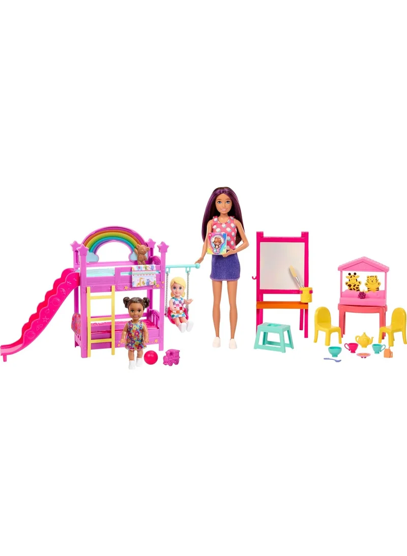 Barbie Skipper Babysitters Inc. Ultimate Daycare Playset with 3 Dolls, Furniture & 15+ Accessories, Includes Bunk Beds & Color-Change Easel, HND18