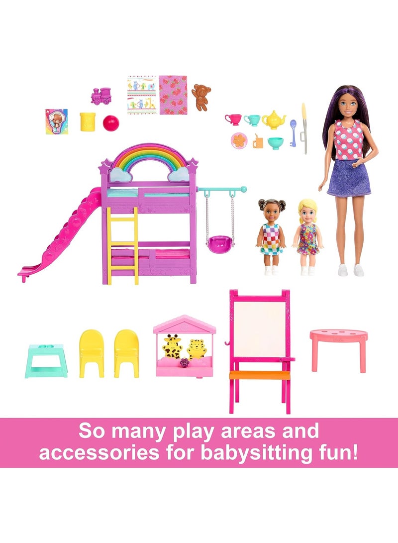 Barbie Skipper Babysitters Inc. Ultimate Daycare Playset with 3 Dolls, Furniture & 15+ Accessories, Includes Bunk Beds & Color-Change Easel, HND18 - Image 3
