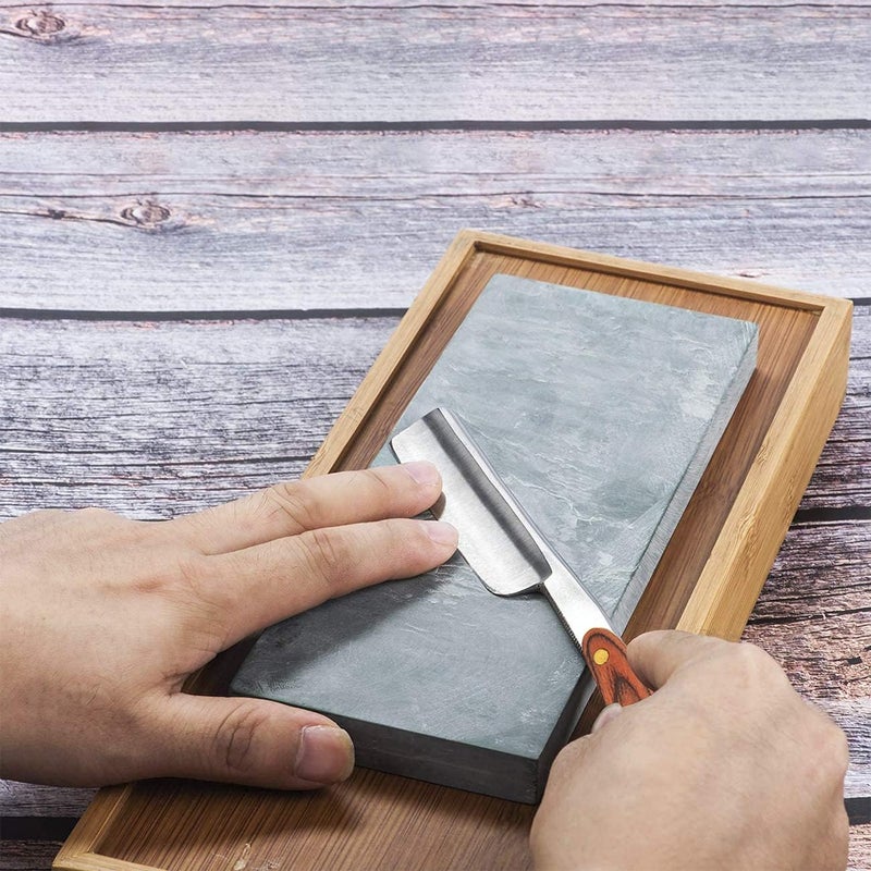 Grandslam Straight Razor Shave Ready Handmade Sharpened, 420 Steel Straight Razor Blade, 2 Layers Long Leather Canvas Strop, Sharpening Stone,2 Side Grit 3000 Waterstone Knife Sharpener - Image 4