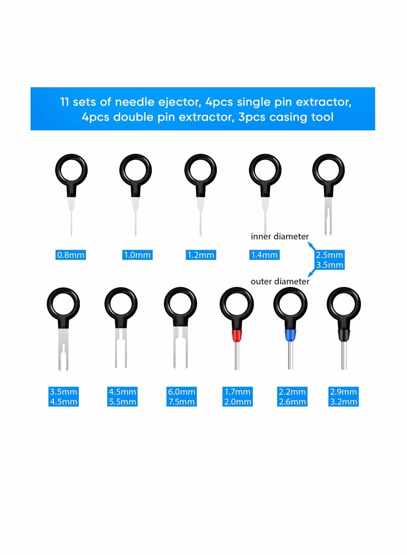 Terminal Extractor Removal Tool Kit, KASTWAVE Depinning Key Tool Set for Car Auto Household Devices, Wire Connector Pin Release Extractor Tool with a Protective Bag (82 Pieces) - Image 2