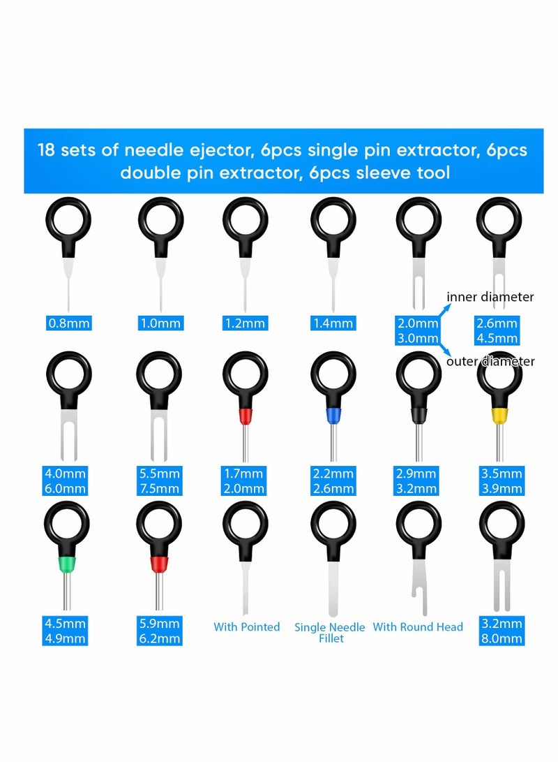 Terminal Extractor Removal Tool Kit, KASTWAVE Depinning Key Tool Set for Car Auto Household Devices, Wire Connector Pin Release Extractor Tool with a Protective Bag (82 Pieces) - Image 3
