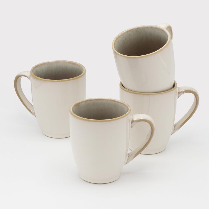 Sango Resona Moss Green Stoneware Mugs (Set of 4) â€“ 12 fl. oz, Durable Stoneware with Reactive Glaze, Delicate Gray-Green Interior, Microwave & Dishwasher Safe, for Everyday Dining & Entertainment - Image 1