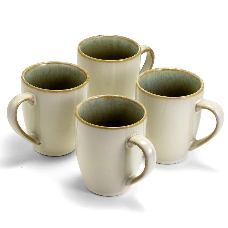 Sango Resona Moss Green Stoneware Mugs (Set of 4) â€“ 12 fl. oz, Durable Stoneware with Reactive Glaze, Delicate Gray-Green Interior, Microwave & Dishwasher Safe, for Everyday Dining & Entertainment - Image 4