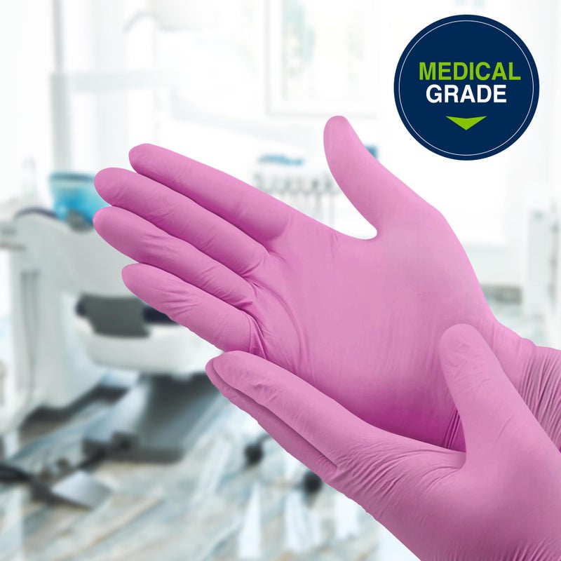 HALYARD PINK UNDERGUARD Nitrile Exam Gloves, Powder-Free, 4.7 mil, Extended 12 Inches Cuff, Pink, Medium, 47454 (Box of 100) - Image 4