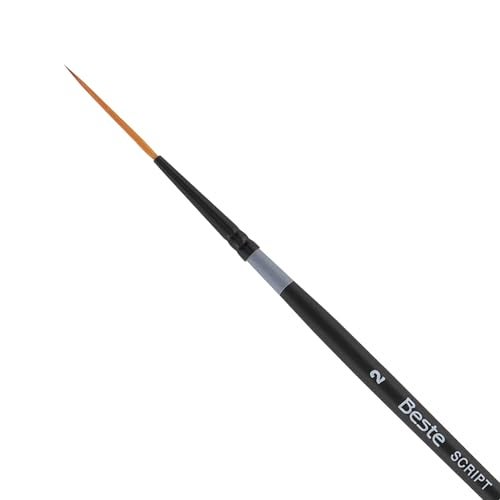 Creative Mark Beste Golden Taklon Script Liner, #2 Artist Paint Brush, Professional Watercolor Brushes, for Acrylic Painting, Short Handle, Sharp Edges, Hand-Tied & Shaped - Image 1