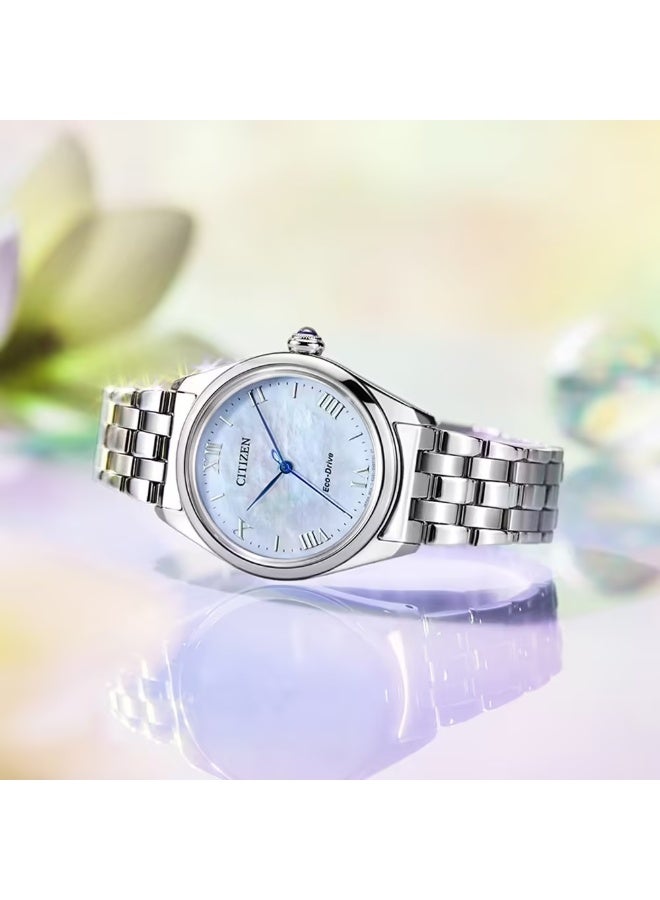سيتيزن Eco-Drive Women’s Watch EM1140-80D, 33 mm Mother-of-Pearl Dial, Stainless Steel Case & Bracelet, 50 m WR - Image 3