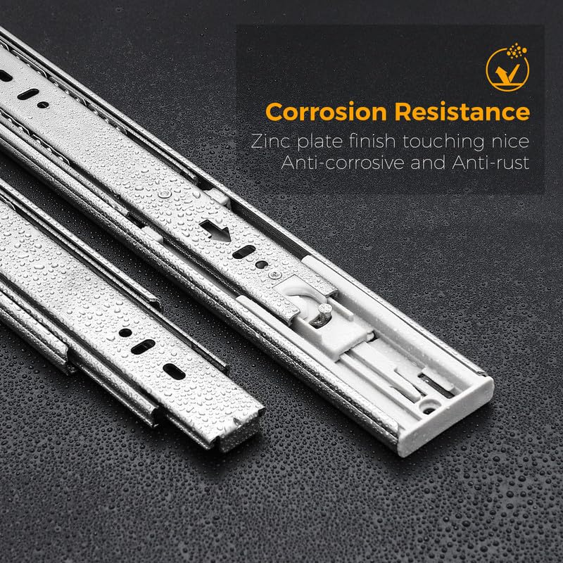 Ravinte Hardware 22 Inches Drawer Slides - 10 Pairs Soft Close Drawer Slides Heavy Duty Side Mount Ball Bearing Brushed Nickel Drawer Rails with Mounting Brackets, Silver - Image 5