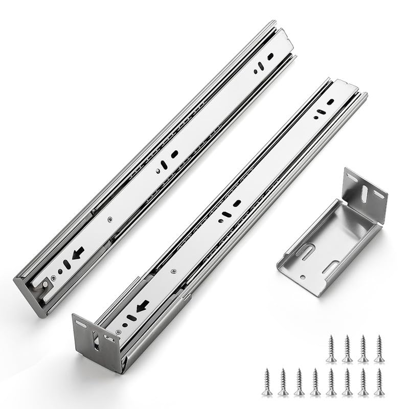 Ravinte Hardware 22 Inches Drawer Slides - 10 Pairs Soft Close Drawer Slides Heavy Duty Side Mount Ball Bearing Brushed Nickel Drawer Rails with Mounting Brackets, Silver - Image 1