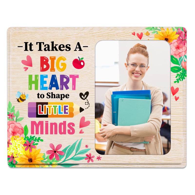 WhatSign Teacher Picture Frame  Photo Wooden Teachers Photo Frame 4x6 for Thank You Teacher End of School Year Gifts Picture Frames for Graduation Back to School Decorations