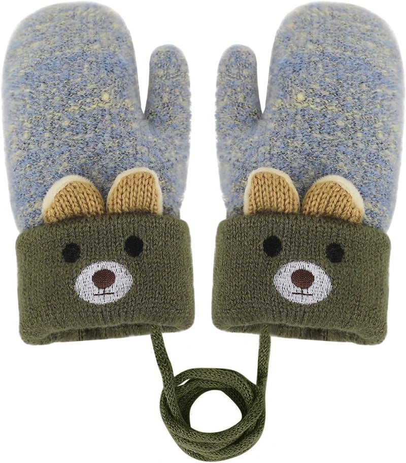Holiberty Toddler Kids Warm Winter Gloves Cute Infant Baby Boys Girls Thick Fleece Lined Full Finger Ski Snow Gloves Mittens - Image 1
