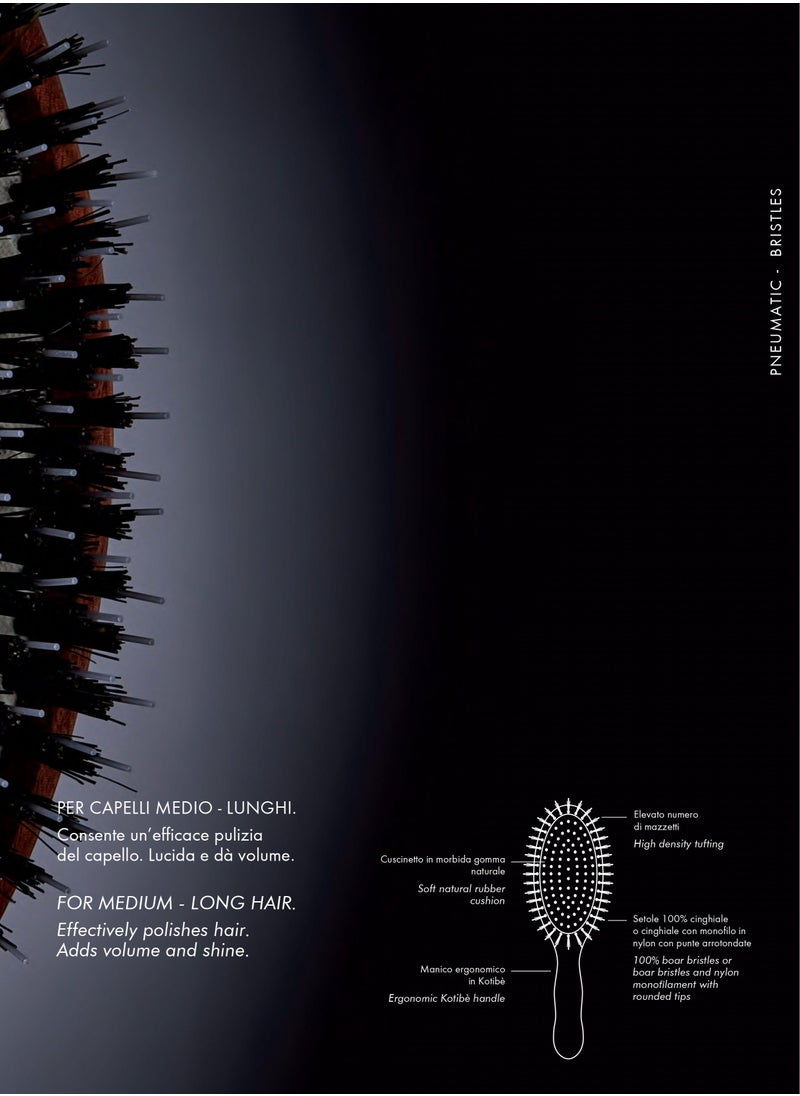ACCA KAPPA PNUEMATIC - 100% BRISTLES Hair Brush | Travel Size 17.5 cm.  - Image 3