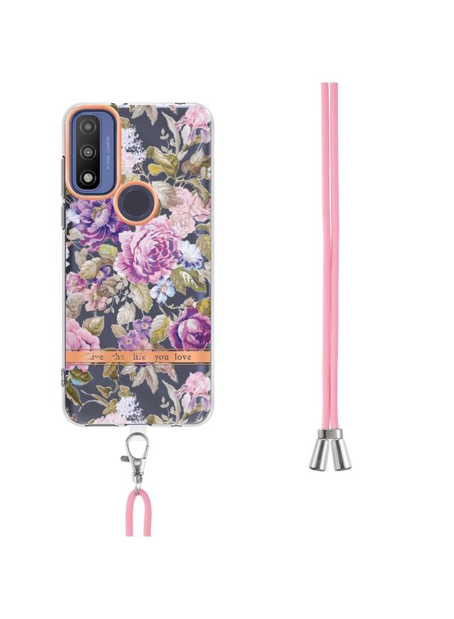 S-TOP Case For Motorola Moto G Pure Flowers Series TPU Phone Case with Lanyard - Image 3