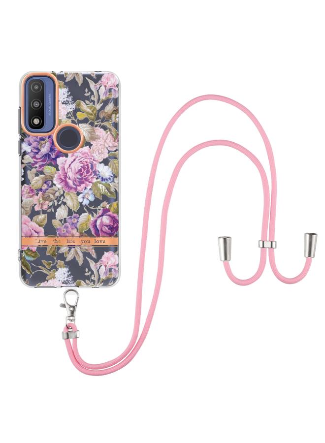 S-TOP Case For Motorola Moto G Pure Flowers Series TPU Phone Case with Lanyard - Image 2