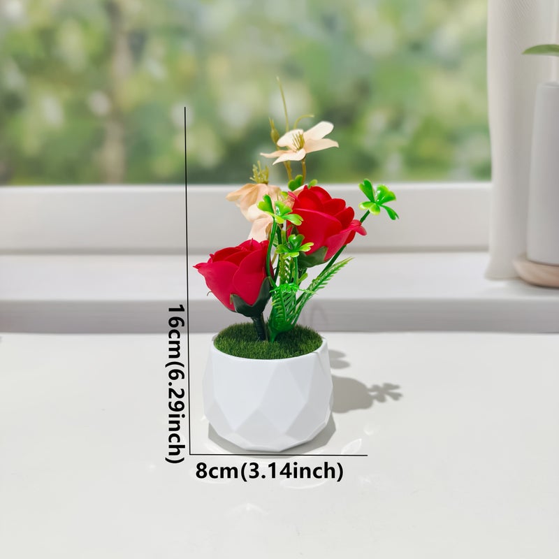 Pink Artificial Rose Potted Plant With Pleasant Fragrance For Home Decor And Wedding Party Table Display - Image 2