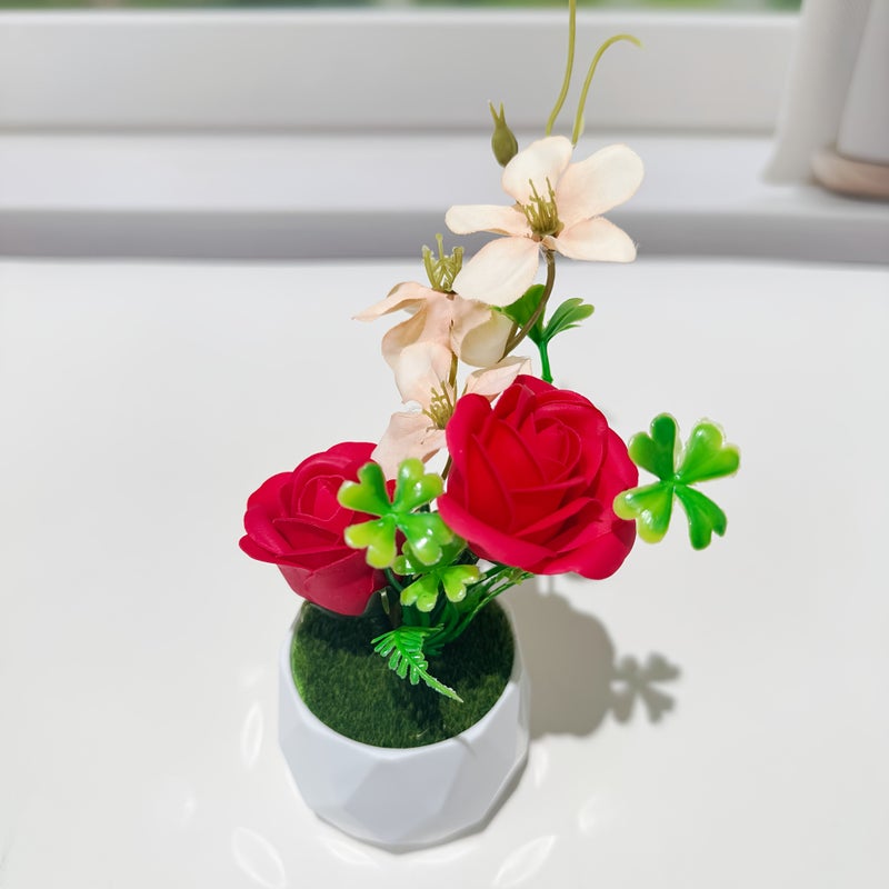 Pink Artificial Rose Potted Plant With Pleasant Fragrance For Home Decor And Wedding Party Table Display - Image 5
