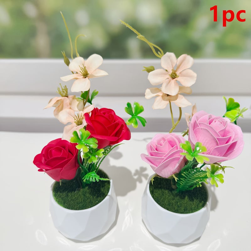Pink Artificial Rose Potted Plant With Pleasant Fragrance For Home Decor And Wedding Party Table Display - Image 1