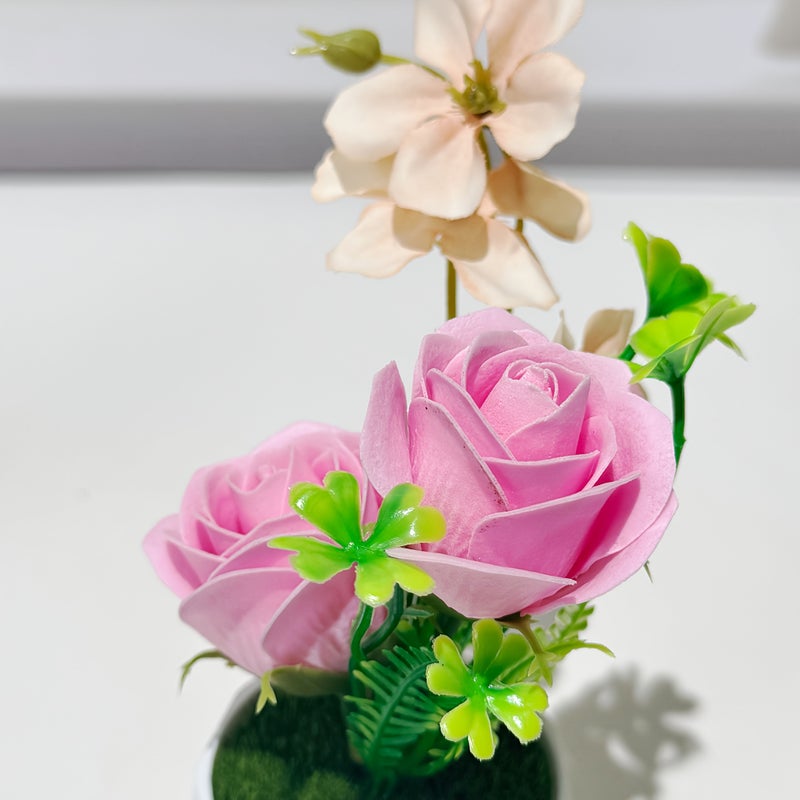 Pink Artificial Rose Potted Plant With Pleasant Fragrance For Home Decor And Wedding Party Table Display - Image 4