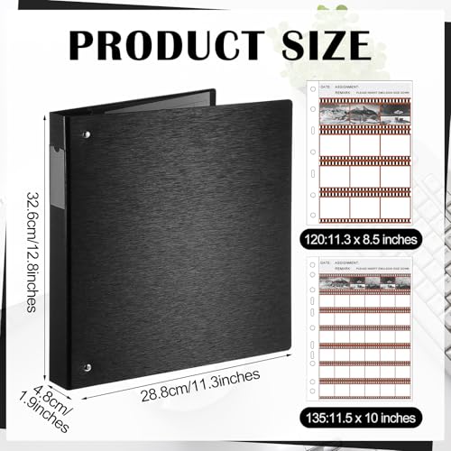 Feifeiya Film Negative Storage Box Set Acid Free Film Protector 3 Ring Film Negative Sleeves Binder 50 Pcs Negative Page Preservers for 120 Film Negative Storage and 135 35mm Negative Sleeves(Black) - Image 2