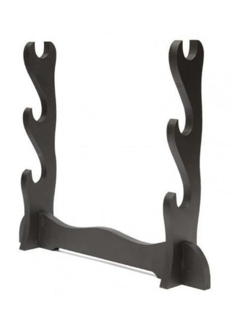 3 Layer Black Wooden Wall Mount Samurai Sword Holder Stand Display Rack for Katana Home Decoration Organizer Sturdy Classic Design (34x30x7cm) - Image 3