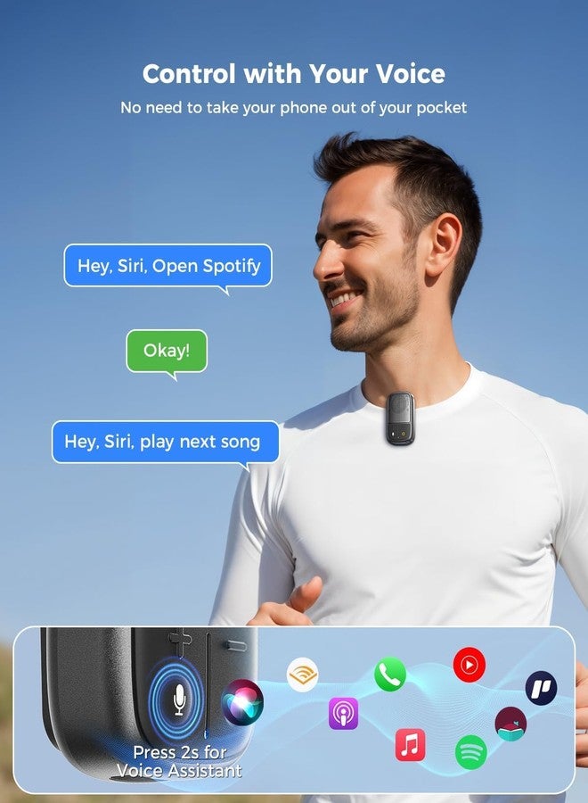 SUPERONE 2026 Upgrade Wearable Bluetooth Speaker with Voice Assistant & Mic, IPX7 Waterproof Clip-on Portable Speaker, TWS Pairing, Up to 30H of Play, Supports Siri/Google/Alexa - Image 2