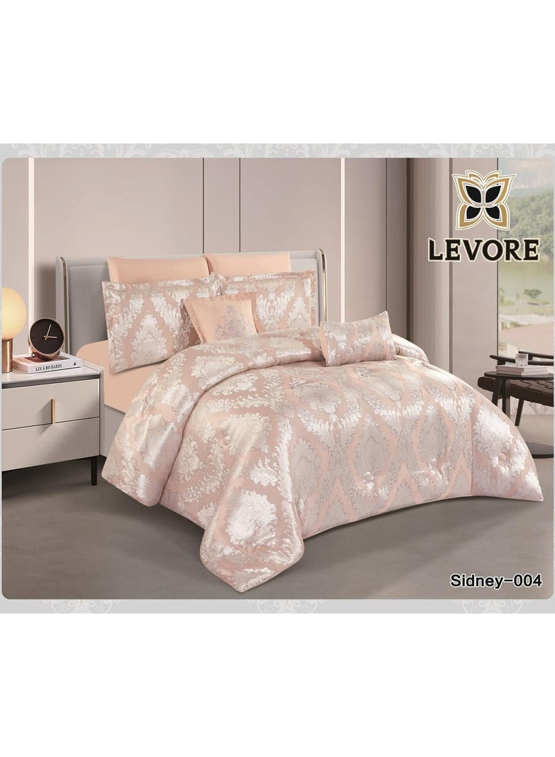 طقم لحاف نفرين مفرش جاكار ثقيل فاخر مكون من 8 قطع لحاف مقاس كنج 220 في 240سم