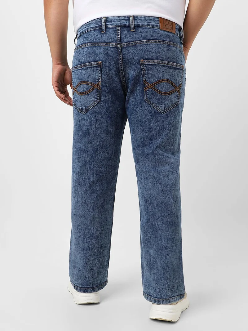 Urbano Fashion  Urbano Plus Men's Light Blue Washed Bootcut Jeans Stretchable  | Best Price UAE