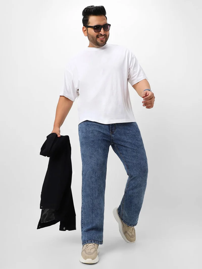 Urbano Fashion  Urbano Plus Men's Light Blue Washed Bootcut Jeans Stretchable  | Best Price UAE