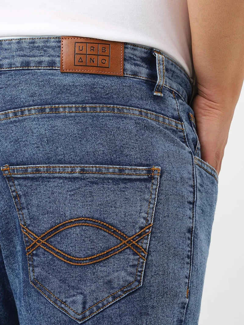 Urbano Fashion  Urbano Plus Men's Light Blue Washed Bootcut Jeans Stretchable  | Best Price UAE