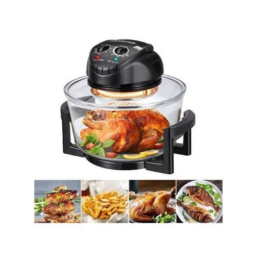 FEELING MALL FEELING MALL Glass Air Fryer 13L 2 in 1 Deep Fat Free Frying Low Running Cost Healthy Eating No Oil Halogen Cooker Machine with an Extension Ring and Timer with SelfCleaning Function - Image 1