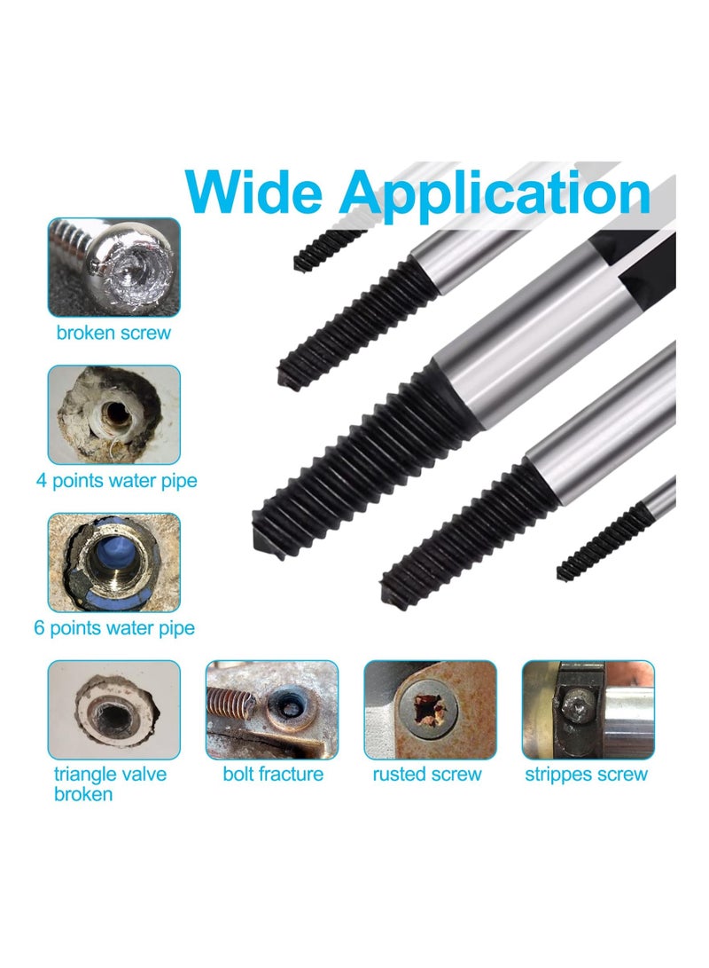 8 Pcs Damaged Screw Extractor Set Carbon Steel Broken Bolt Easy Out Fastener Kit Water Pipe Remover for Removing Stripped Bolts With Storage Box - Image 3