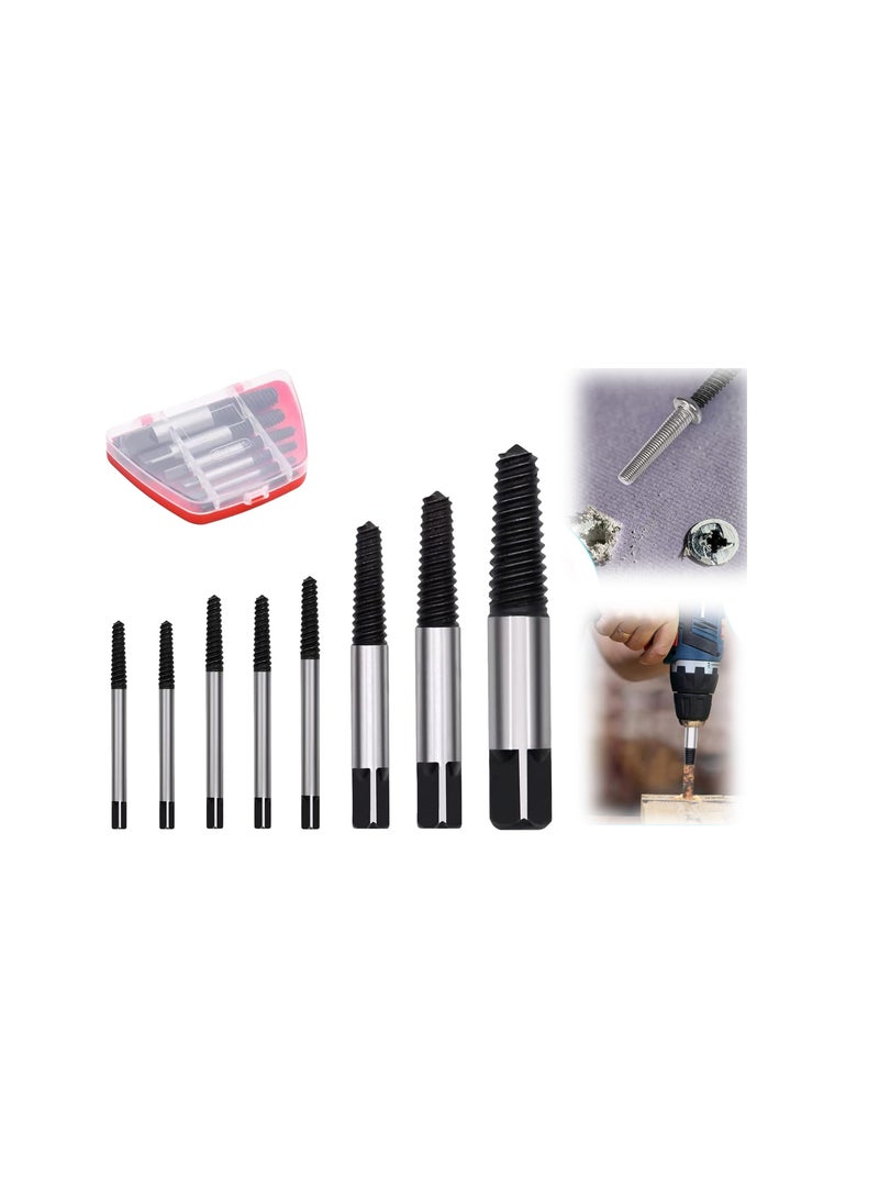 8 Pcs Damaged Screw Extractor Set Carbon Steel Broken Bolt Easy Out Fastener Kit Water Pipe Remover for Removing Stripped Bolts With Storage Box - Image 1