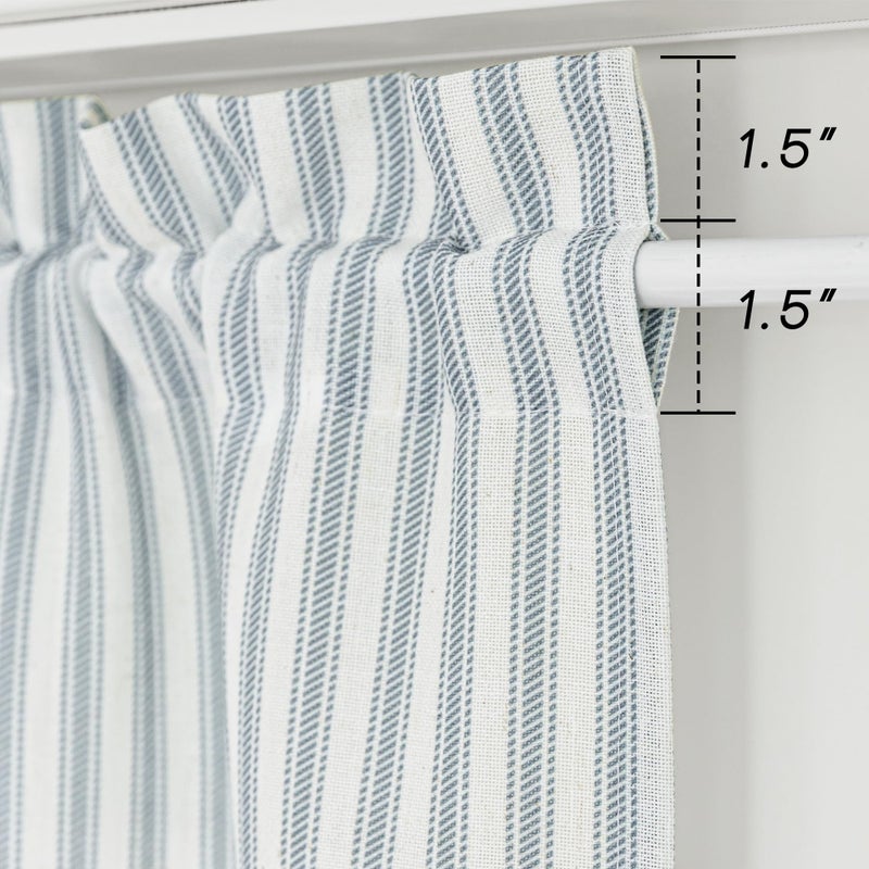 Lino Rosa French Door Curtain Panel for Double Door Window Covering,Striped Linen Sheer Privacy Rod Pocket Coastal Grand Millenial Farmhouse Sliding Patio Door Shades 25x72 inches Long Dusty Light Blue - Image 5