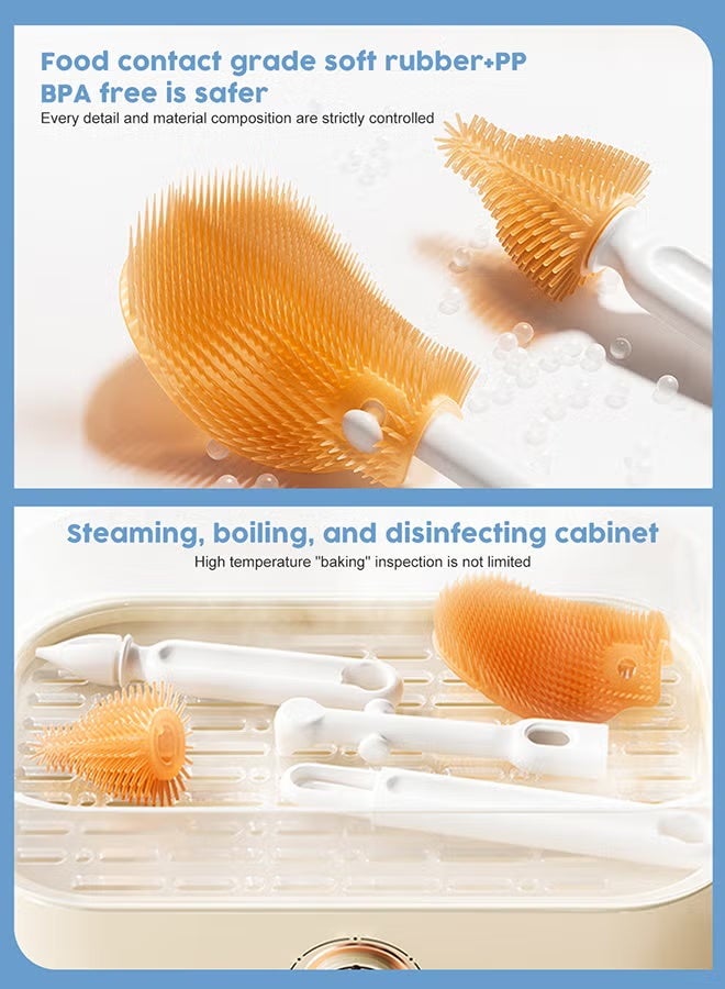BESTPEAK 6-in-1 Baby Bottle Cleaning Brush Set with Drying Rack & Case - BPA-Free Food Grade Silicone Nipple & Straw Cleaner Kit for Home & Travel - Image 4