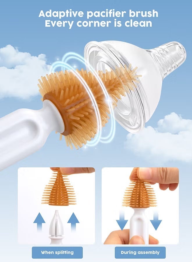 BESTPEAK 6-in-1 Baby Bottle Cleaning Brush Set with Drying Rack & Case - BPA-Free Food Grade Silicone Nipple & Straw Cleaner Kit for Home & Travel - Image 3